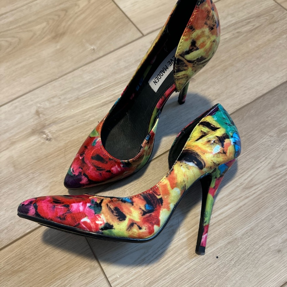 Steve Madden Red and Yellow Heels with Stiletto Floral Spring